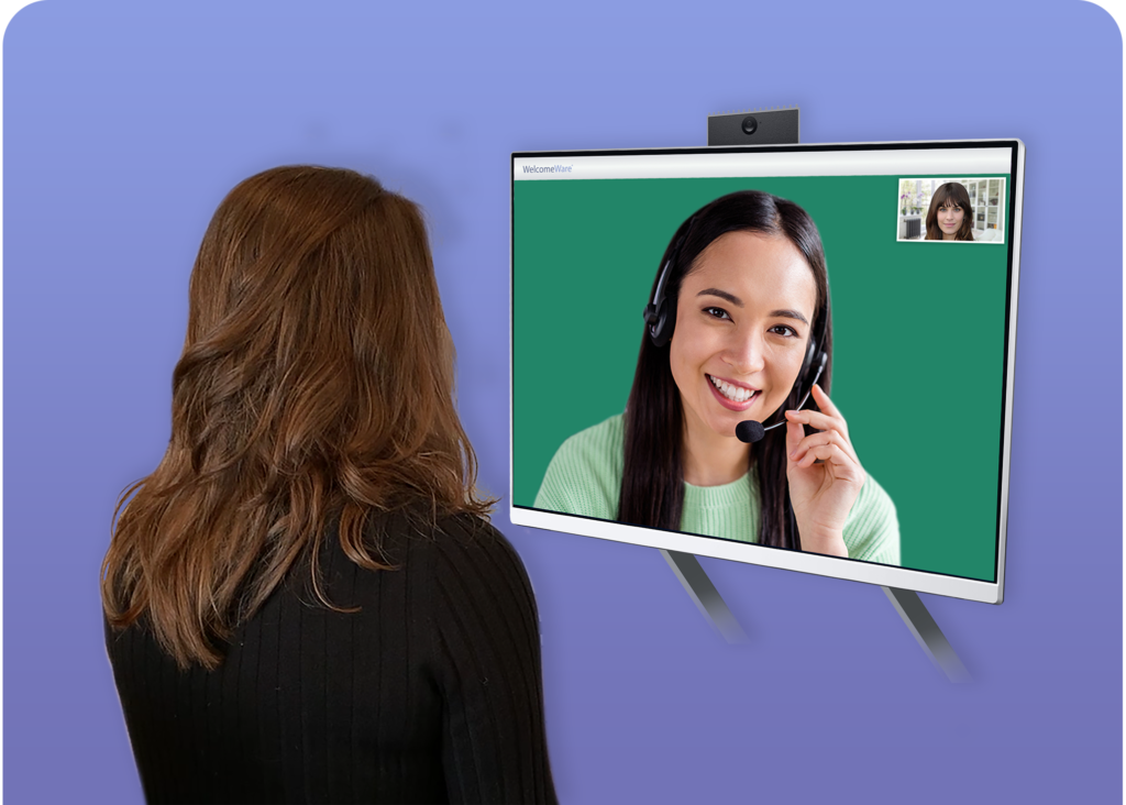 Talking to a live virtual receptionist WelcomeWare service