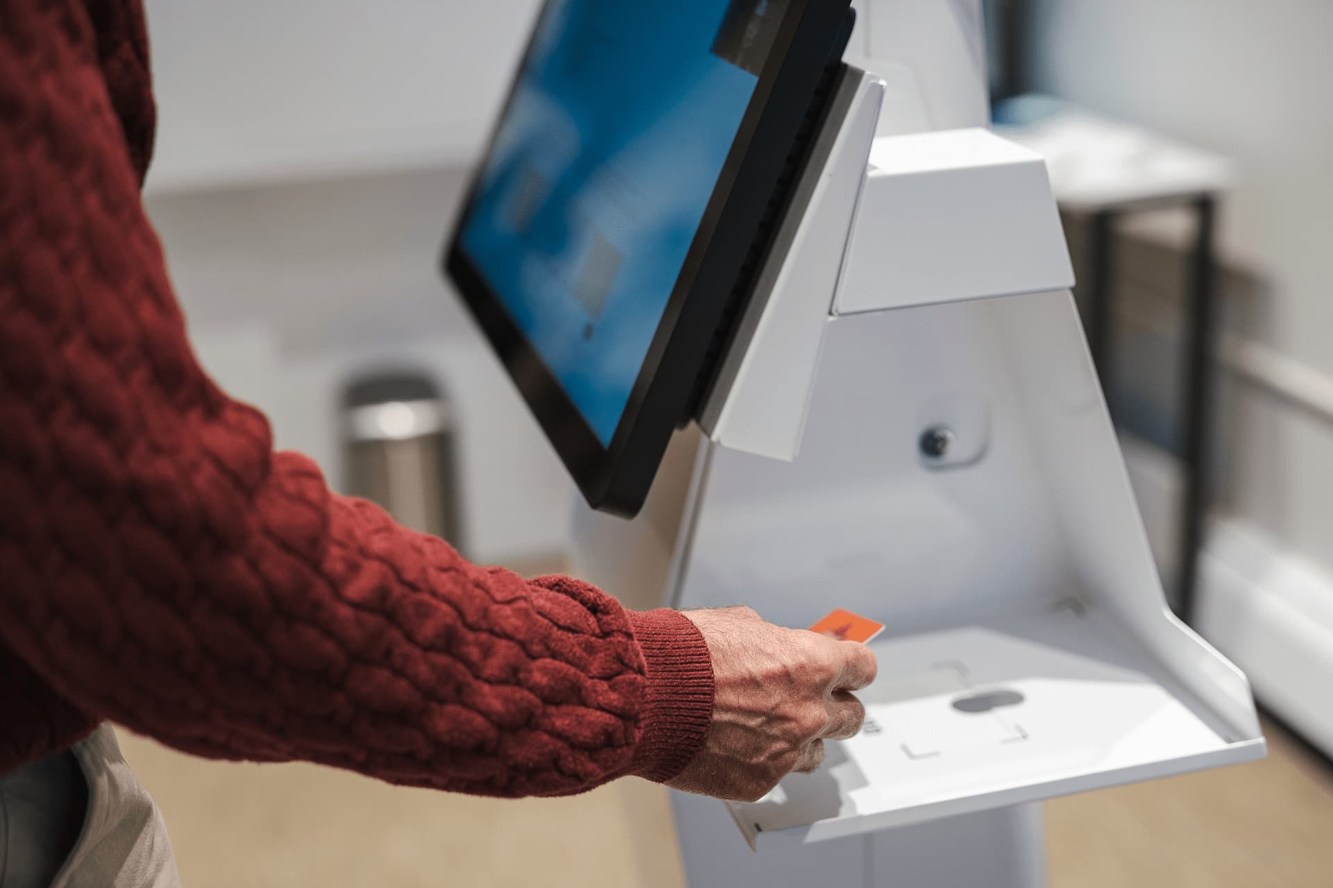 Person using the healthcare kiosk