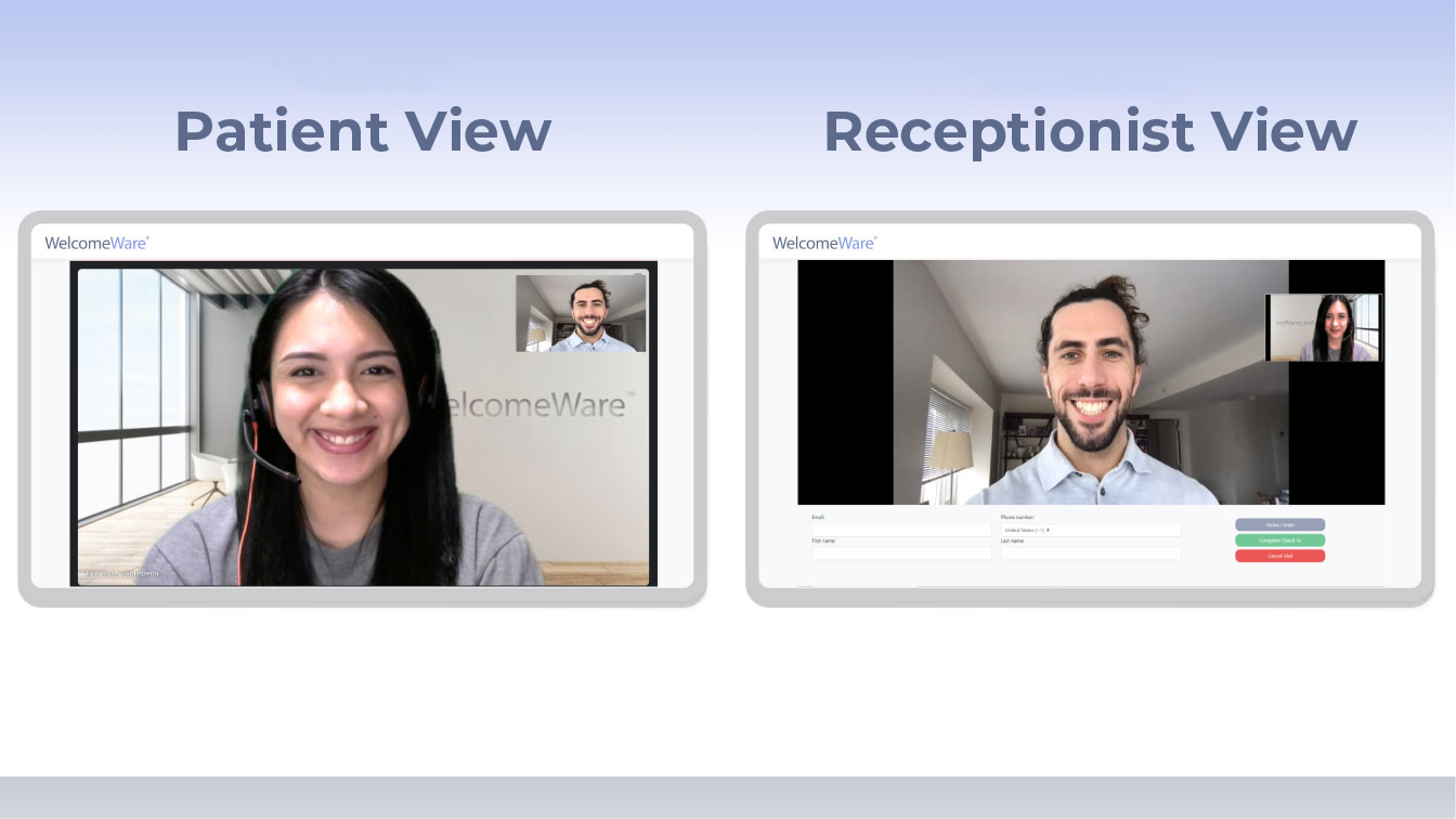 virtual front desk software patient view and greeter view welcomeware ui