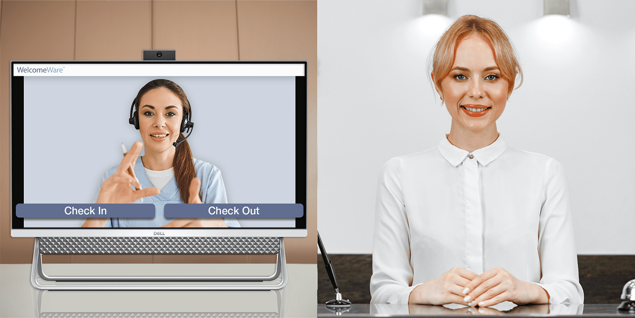 side-by-side-image-of-virtual-medical-receptionist-and-in-person-receptionist Side-by-side image of virtual medical receptionist and in-person receptionist
