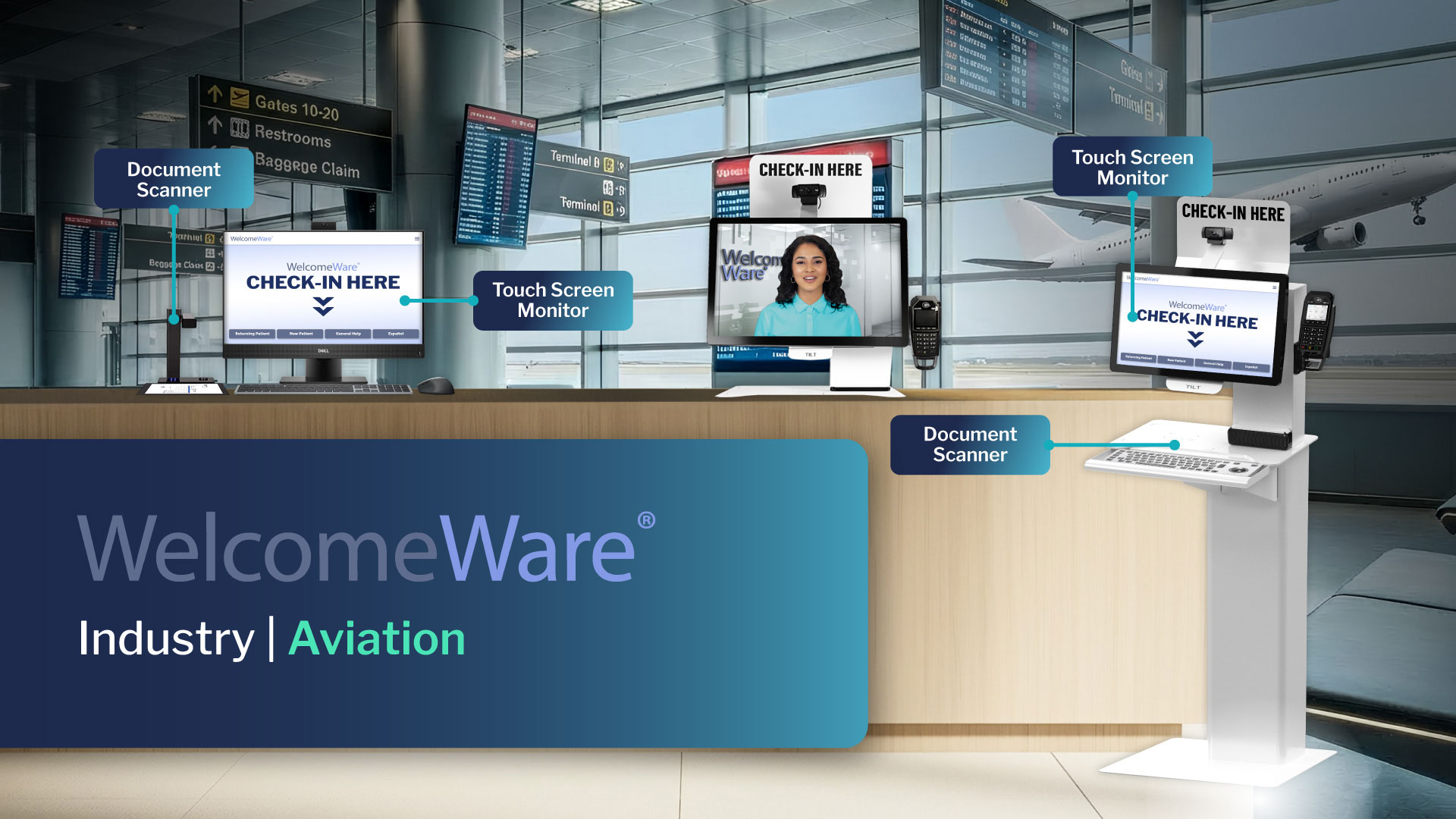 Airport Check-In Kiosk for Aviation & Passenger Services | WelcomeWare
